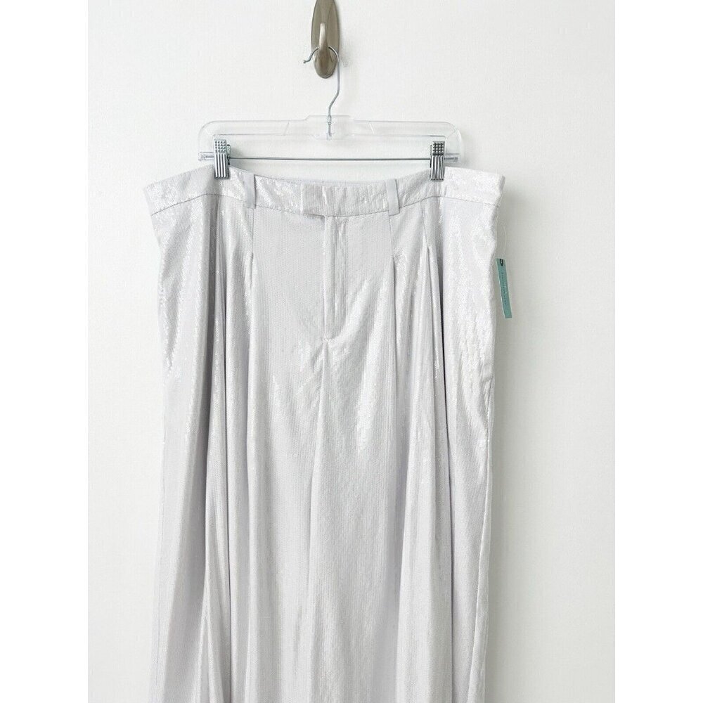 NWT Anthropologie Avery Pleated Maxi Skirt Sequin 20W Silver Party Cockail - Picture 6 of 10